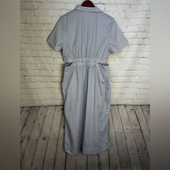 Old Navy Navy Cut Out MIDI Shirt Dress Medium - Picture 12 of 13